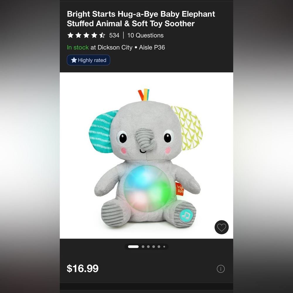 Bright Starts Gray Elephant Plush plus Toy Set - Picture 2 of 10